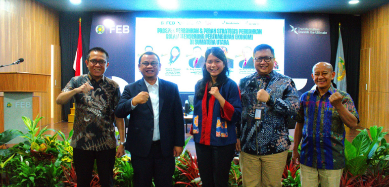 Fakultas Ekonomi dan Bisnis menginisiasi penyelenggaraan seminar dan kuliah umum bersama Otoritas Jasa Keuangan, Bank Sumut, Jamkrindo Syariah dan Ikatan Sarjana Ekonomi Indonesia (ISEI)