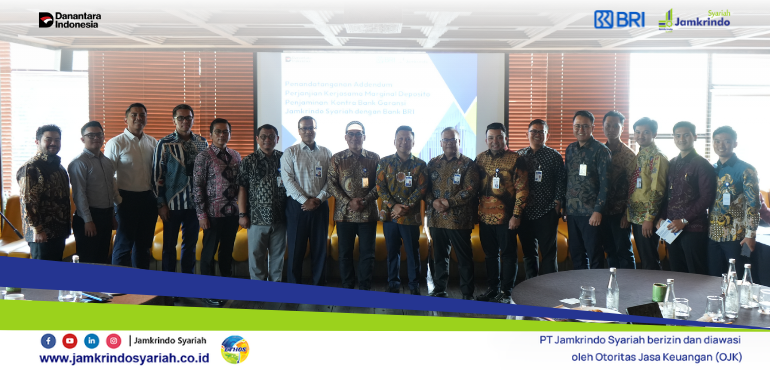Jamkrindo Syariah dan BRI Tandatangani Addendum Kerja Sama untuk Memperkuat Bisnis Penjaminan Kontra Bank Garansi